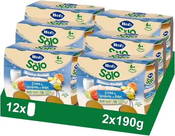 12x190gr Hero Baby Tarritos de Crema de Verduras con Rape 12x190gr Hero Baby Tarritos de Crema de Verduras con Rape