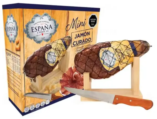 Lote Mini Jamón Curado + Minijamonero + Cuchillo 1 jamon españa Lote Mini Jamón Curado + Minijamonero + Cuchillo 1 jamon españa