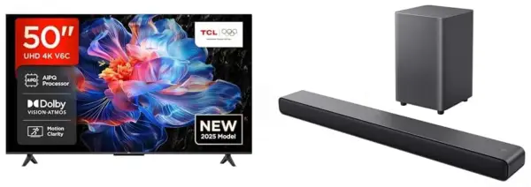 SmartTV TCL 50" LED 4K + barra de sonido TCL Dolby 2.1 220W SmartTV TCL 50" LED 4K + barra de sonido TCL Dolby 2.1 220W