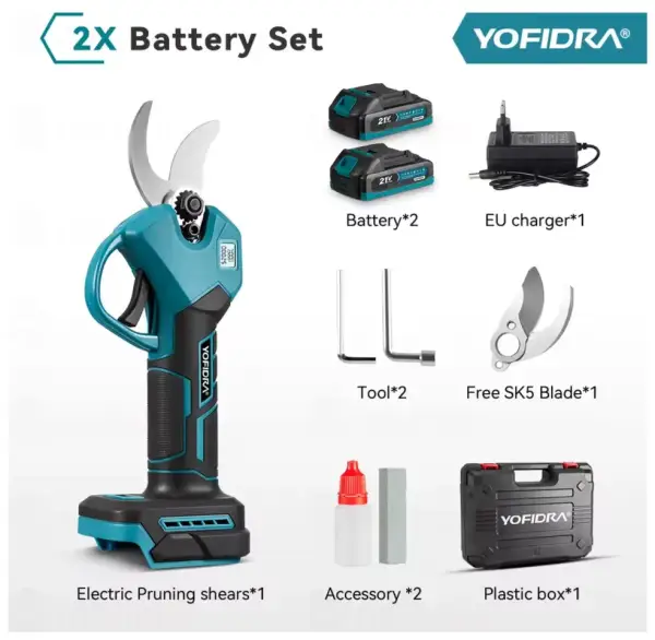 YOFIDRA podadora eléctrica sin escobillas + 2 baterías 21V YOFIDRA podadora eléctrica sin escobillas + 2 baterías 21V