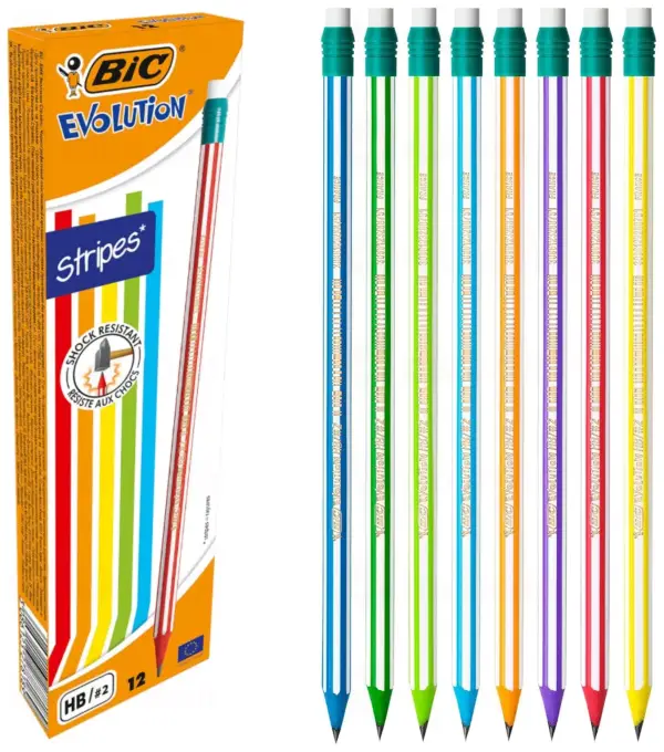 12x BIC Lápiz Evolución 646 HB con goma de borrar 12x BIC Lápiz Evolución 646 HB con goma de borrar