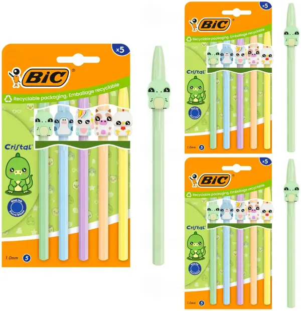 15x BIC Cristal Figuras pastel de punta media 1mm 15x BIC Cristal Figuras pastel de punta media 1mm