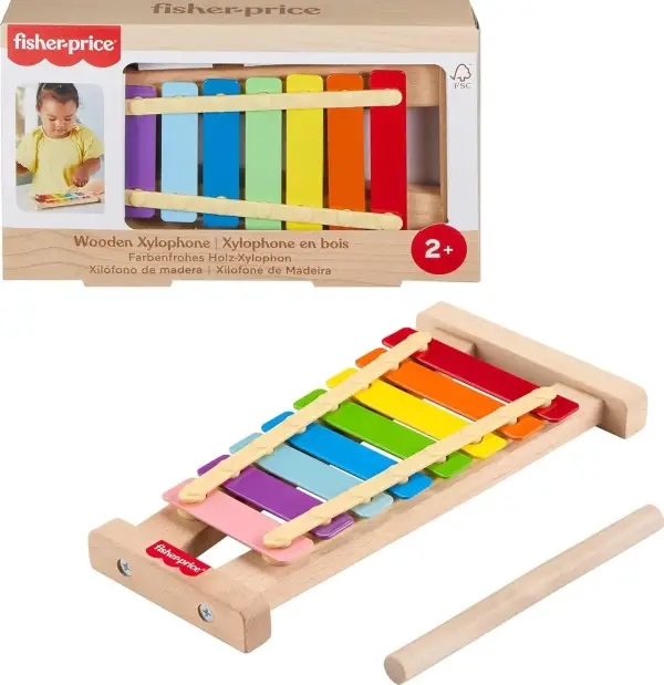 Fisher-Price Xilófono de madera con mazo Fisher-Price Xilófono de madera con mazo