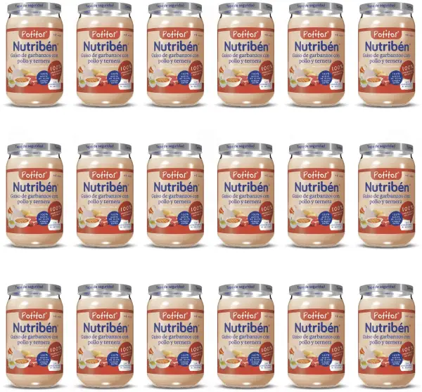 18x235gr Nutribén Potitos de guiso de garbanzos con pollo y ternera 18x235gr Nutribén Potitos de guiso de garbanzos con pollo y ternera