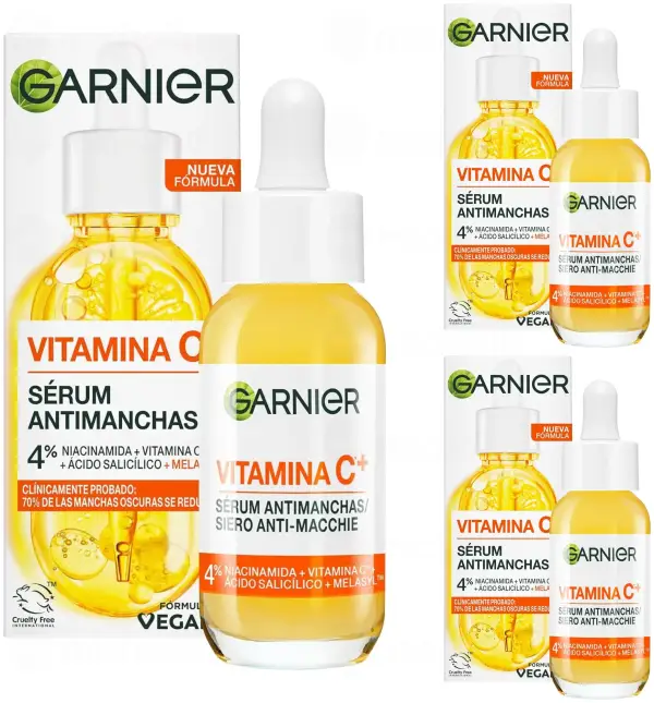 3x Garnier SkinActive Vitamina C Sérum Antimanchas de Día 3x Garnier SkinActive Vitamina C Sérum Antimanchas de Día