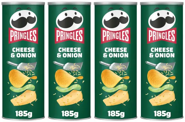 4x 185g Pringles Cheese & Onion 4x 185g Pringles Cheese & Onion