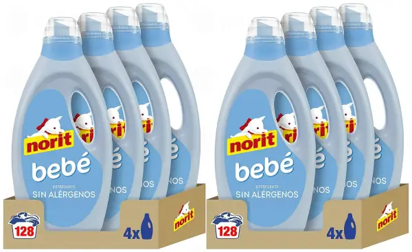 8x 1,12L Detergente líquido ropa bebé Norit 8x 1,12L Detergente líquido ropa bebé Norit