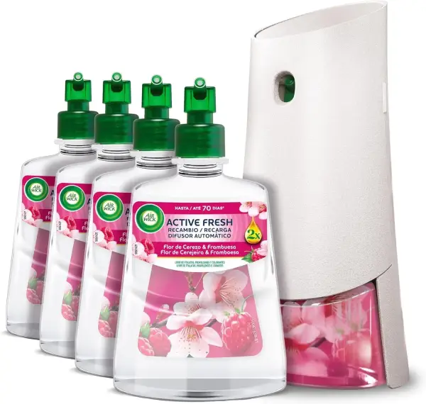 Air Wick Active Fresh flor de cerezo y frambuesa difusor + 4 recambios Air Wick Active Fresh flor de cerezo y frambuesa difusor + 4 recambios