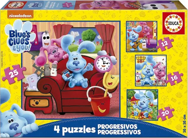 Educa Las Pistas de Blue 4 Puzzles progresivos infantiles Educa Las Pistas de Blue 4 Puzzles progresivos infantiles