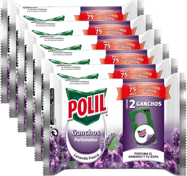 Pack de 6 pastillas Polil Lavanda Fresca + 12 ganchos Pack de 6 pastillas Polil Lavanda Fresca + 12 ganchos