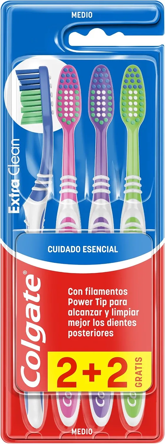 4 Cepillos de dientes Colgate Extra Clean medio 4 Cepillos de dientes Colgate Extra Clean medio
