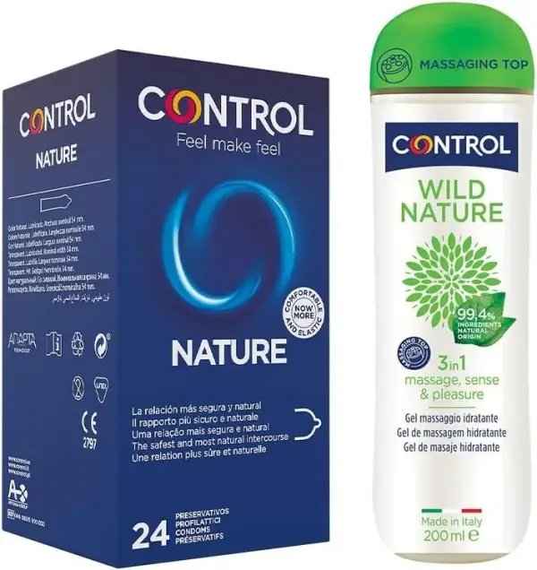 Pack de 24 preservativos Nature + Gel corporal 3 en 1 Pack de 24 preservativos Nature + Gel corporal 3 en 1