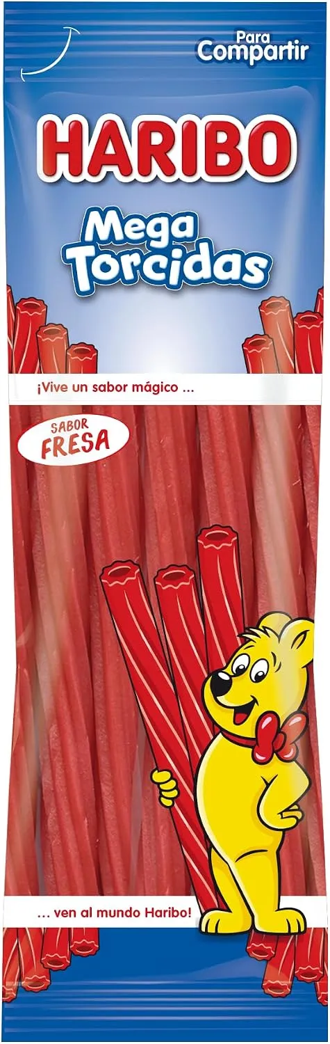 Haribo Mega Torcidas Fresa Geles Dulces 200g Haribo Mega Torcidas Fresa Geles Dulces 200g