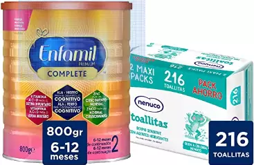 Lote Enfamil Complete 2 Leche Infantil+ Toallitas bebé Nenuco Lote Enfamil Complete 2 Leche Infantil+ Toallitas bebé Nenuco