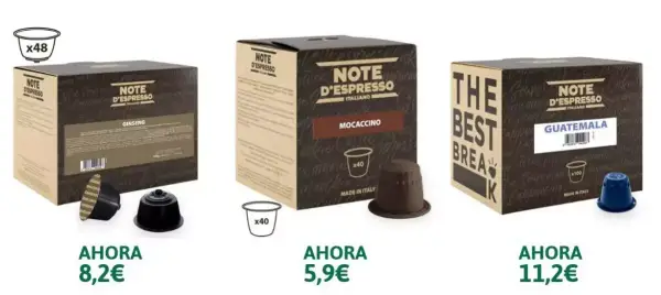 Bajadas para cápsulas Note D'Espresso Bajadas para cápsulas Note D'Espresso