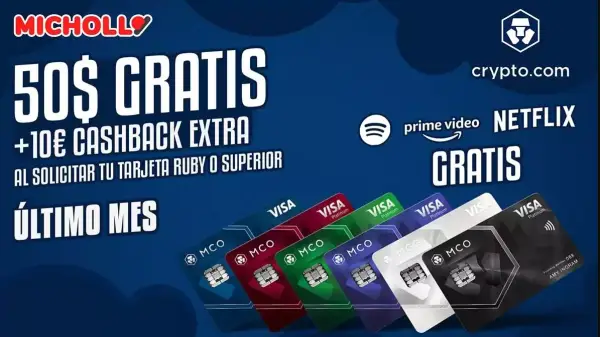 50$ GRATIS + 10€ CASHBACK y hasta 20% en Reembolso con la Tarjeta Metal Crypto 50$ GRATIS + 10€ CASHBACK y hasta 20% en Reembolso con la Tarjeta Metal Crypto