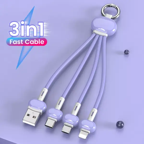 Llavero + Cable USB 3 en 1 Llavero + Cable USB 3 en 1