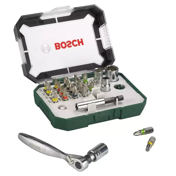 Kit destornillador 26 puntas + Trinquete Bosch Kit destornillador 26 puntas + Trinquete Bosch