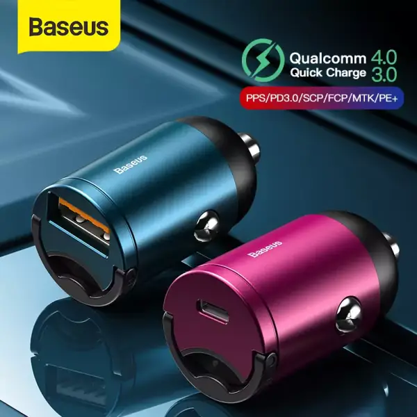 Cargador Baseus USB o USB-C QC4.0 para coche Cargador Baseus USB o USB-C QC4.0 para coche