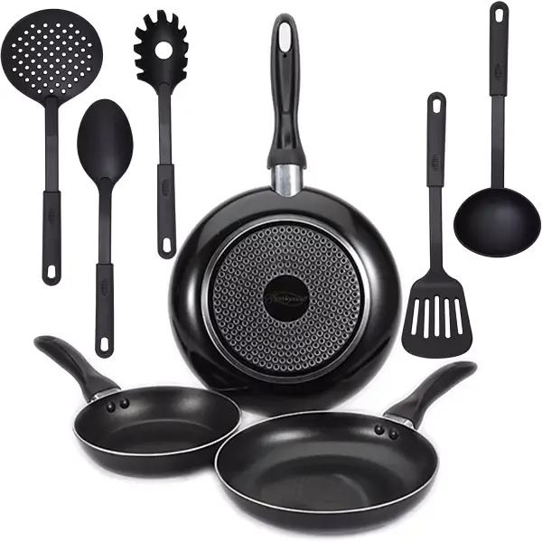 Juego de 3 sartenes San Ignacio + 5 utensilios de cocina Juego de 3 sartenes San Ignacio + 5 utensilios de cocina