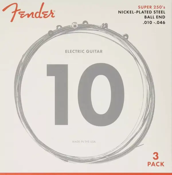 3 Juegos de cuerda para guitarra eléctrica Fender Super 250's 10-46 3 Juegos de cuerda para guitarra eléctrica Fender Super 250's 10-46