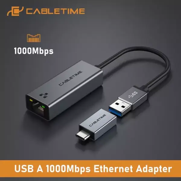 Adaptador Ethernet USB3.0 a Ethernet Gigalan Cabletime Adaptador Ethernet USB3.0 a Ethernet Gigalan Cabletime