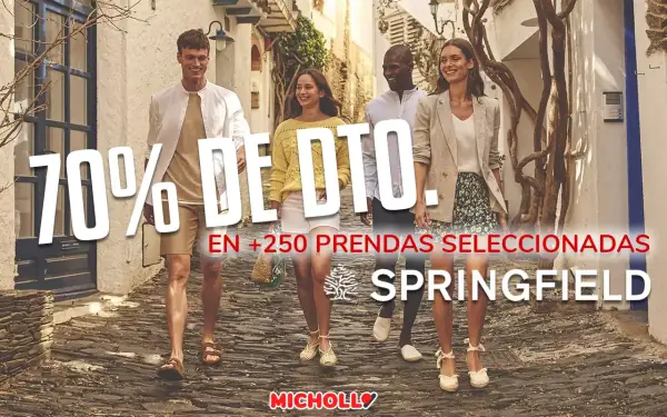 70% de dto. en +250 prendas seleccionadas Springfield 70% de dto. en +250 prendas seleccionadas Springfield