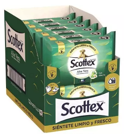 12x40 Papel Higiénico Húmedo Scottex Sensitive Aloe Vera 12x40 Papel Higiénico Húmedo Scottex Sensitive Aloe Vera