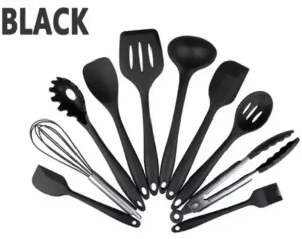 10X Utensilios de cocina de silicona antiadherentes 10X Utensilios de cocina de silicona antiadherentes