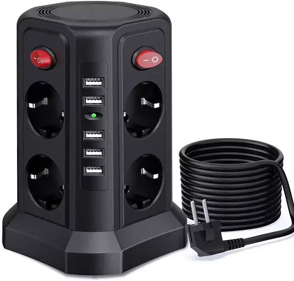 Regleta de 8 enchufes + 5 USB de Carga Regleta de 8 enchufes + 5 USB de Carga