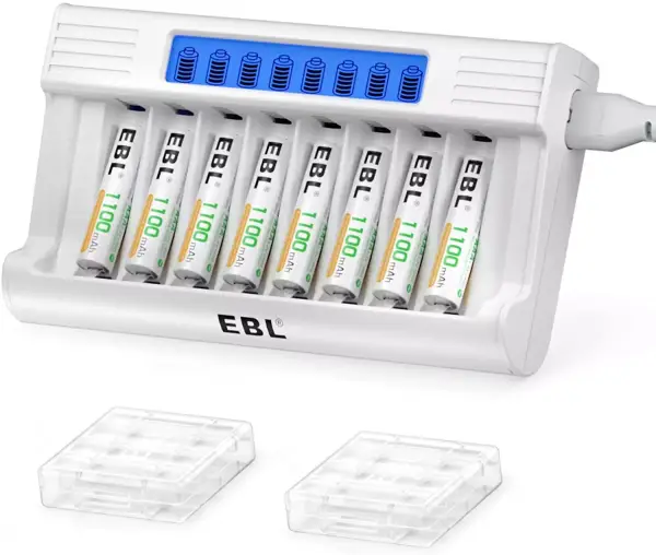 Cargador con 8 x Pilas AAA 1100mAh Ni-MH EBL LCD Cargador con 8 x Pilas AAA 1100mAh Ni-MH EBL LCD