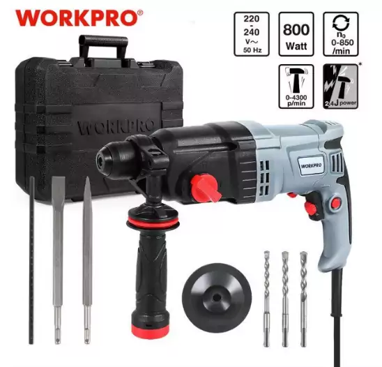 Martillo rotativo eléctrico Workpro 800W Martillo rotativo eléctrico Workpro 800W