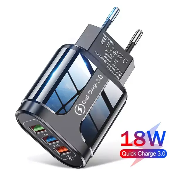 Cargador USB QC3.0 18W 3Puertos Cargador USB QC3.0 18W 3Puertos