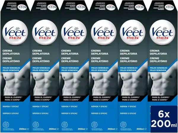 Pack 6x200 ml Veet Men Crema Depilatoria Masculina Pack 6x200 ml Veet Men Crema Depilatoria Masculina