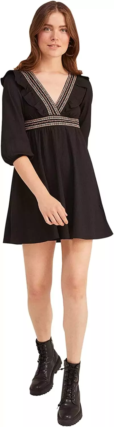 Vestido Corto Cenefas Springfield Mujer Vestido Corto Cenefas Springfield Mujer