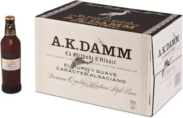 Caja de 24 Botellas de Cerveza Alsaciana A.K. Damm 33cl Caja de 24 Botellas de Cerveza Alsaciana A.K. Damm 33cl