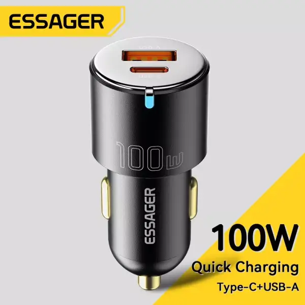 Cargador Rápido para Coche Essager 100W Cargador Rápido para Coche Essager 100W
