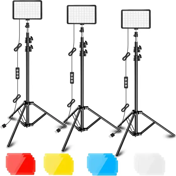 Pack 3 focos LED + trípodes + filtros + aceesorios Pack 3 focos LED + trípodes + filtros + aceesorios