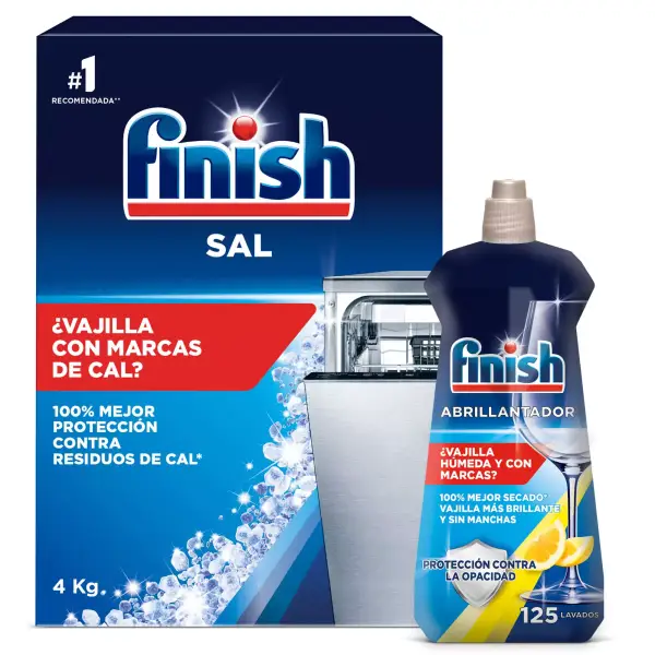 Finish Lavavajillas Sal 4kg + Abrillantador Limón 500ml Finish Lavavajillas Sal 4kg + Abrillantador Limón 500ml