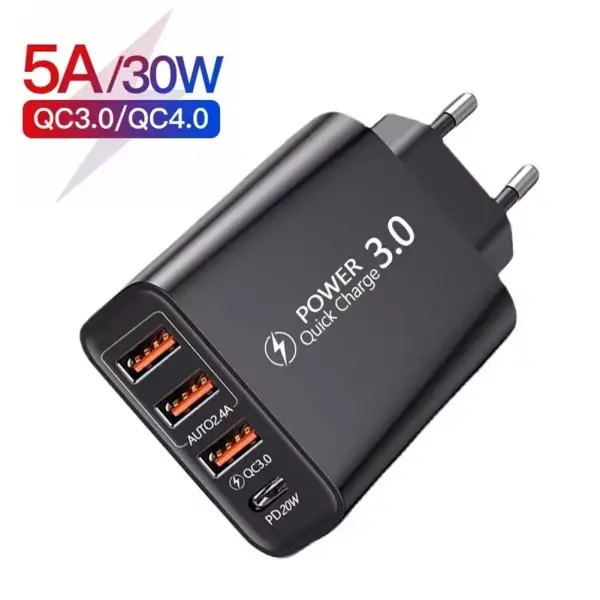 Cargador de viaje 3xUSB + USB-C 30W Cargador de viaje 3xUSB + USB-C 30W