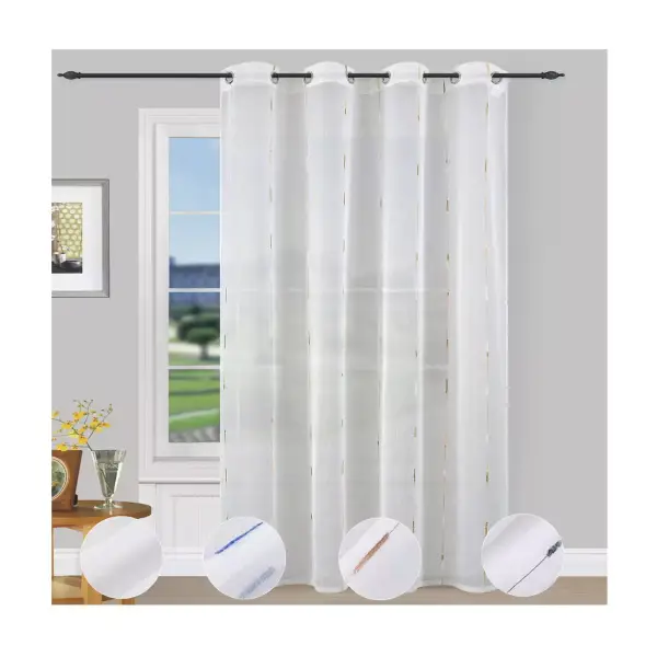 Pack 2 Cortinas Translúcidas Bordadas 150x260cm Pack 2 Cortinas Translúcidas Bordadas 150x260cm