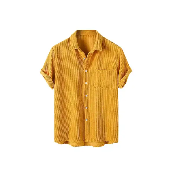 Camisa de pana de manga corta para hombre Zaful Camisa de pana de manga corta para hombre Zaful