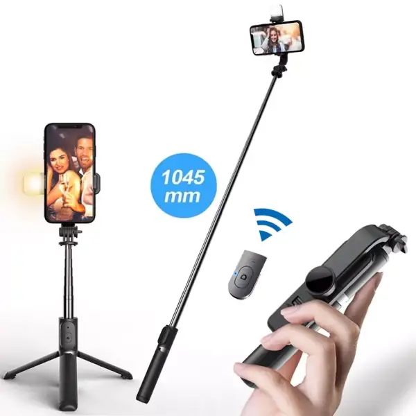 Mini Palo de Selfie con Bluetooth + Luz LED Mini Palo de Selfie con Bluetooth + Luz LED