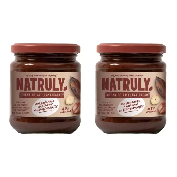 2x 300Gr Crema de Avellanas y Cacao Natruly 100% 2x 300Gr Crema de Avellanas y Cacao Natruly 100%