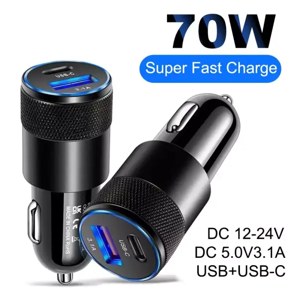 Cargador de coche PD de 70W Cargador de coche PD de 70W
