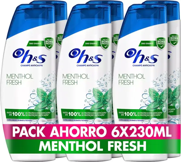 6x 230ml Champú Anticaspa Menthol Fresh H&S 6x 230ml Champú Anticaspa Menthol Fresh H&S