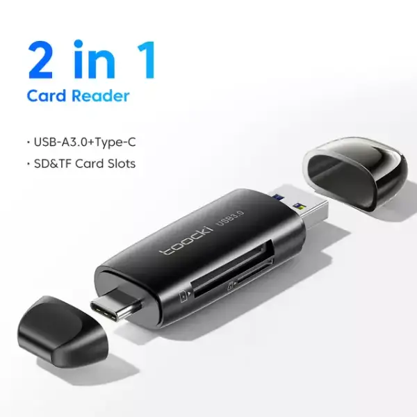 Lector de Tarjetas USB-C Toocki 2en1 Lector de Tarjetas USB-C Toocki 2en1
