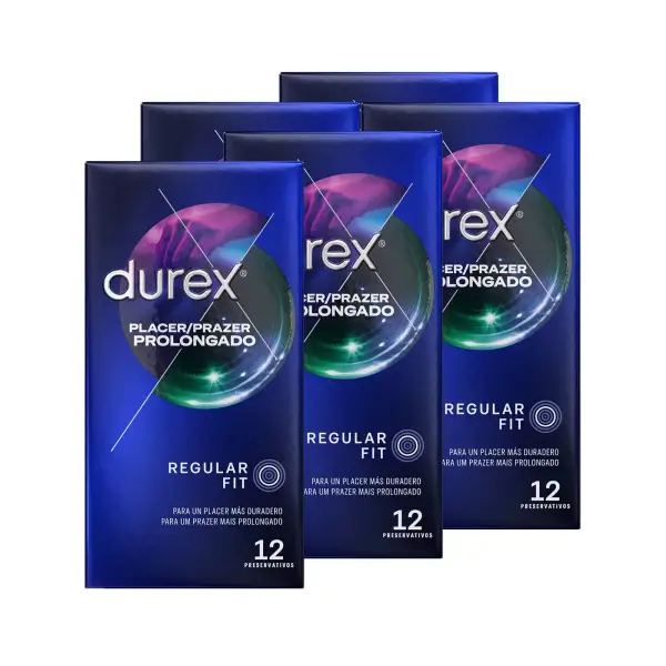 Pack 5x 12 condones Placer Prolongado de Durex Pack 5x 12 condones Placer Prolongado de Durex
