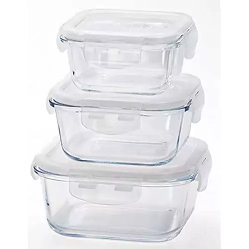 Set de 3 Fiambreras de vidrio con tapa Set de 3 Fiambreras de vidrio con tapa