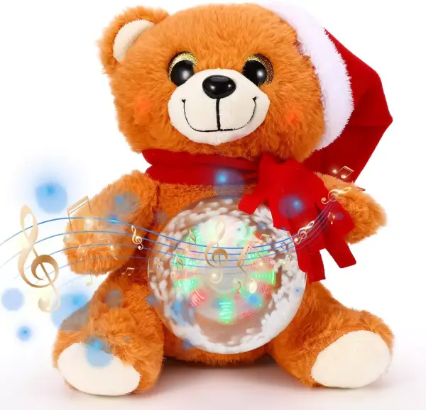Peluche de Navidad con música luces y bola de nieve Peluche de Navidad con música luces y bola de nieve